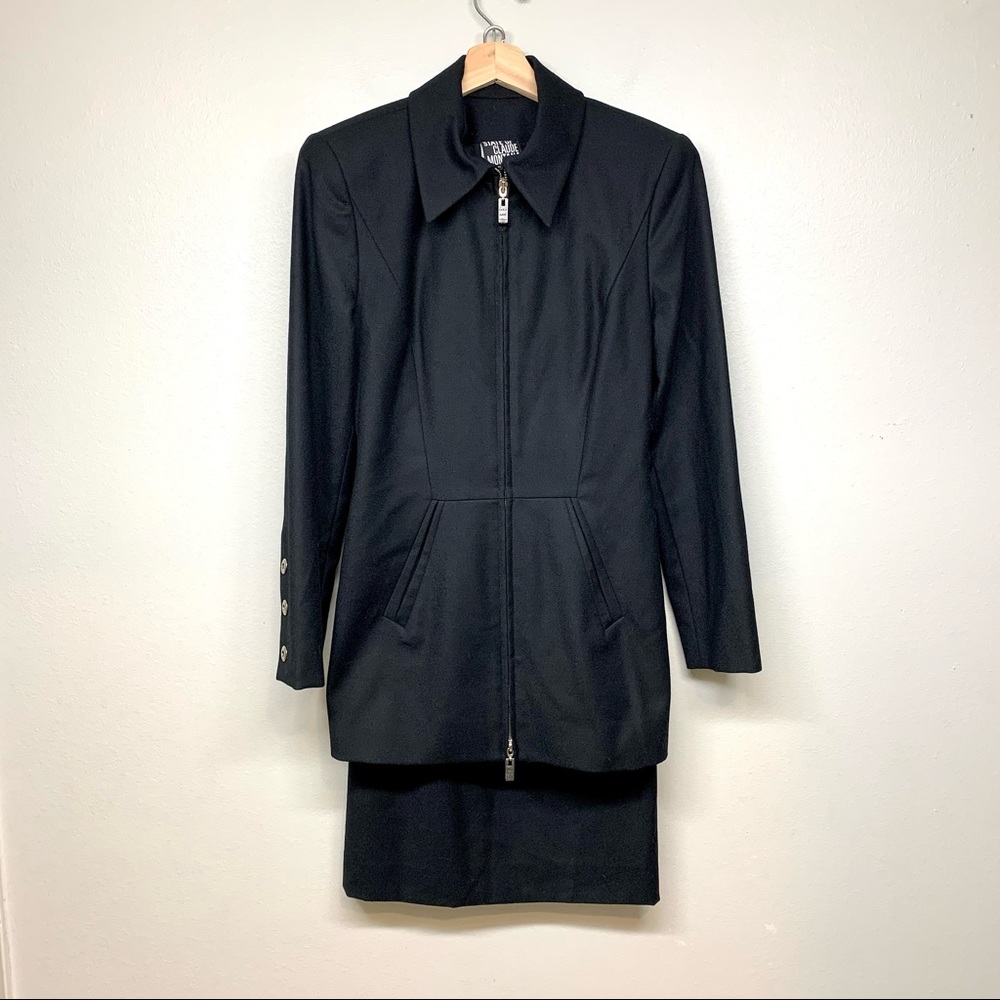 State Of Claude Montana Made In France 2PC Suit Full Zip Jacket W/ Mini Skirt 4